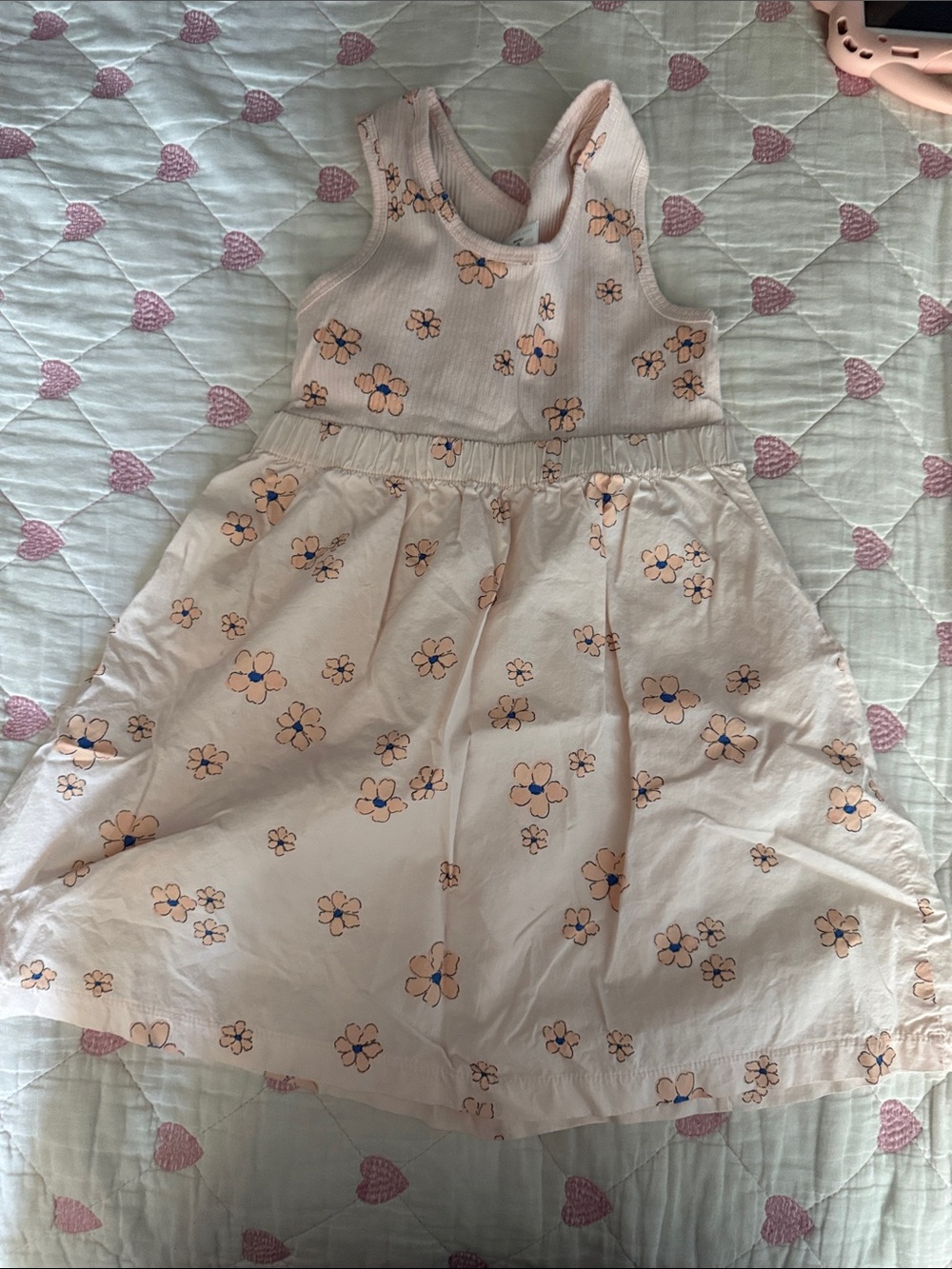Zara Pink Floral Tank Dress with Blue-Centered Flowers